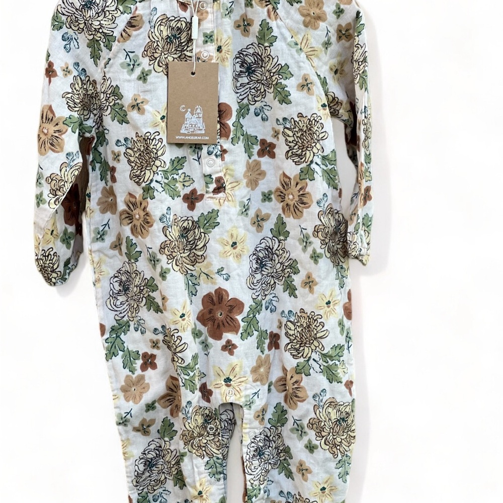 Angel Dear Floral Linen Romper NWT